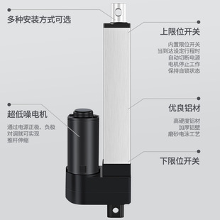 电动推杆IP800微型电机伸缩杆大推力12V 24PV直流工业级升降开窗