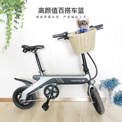 自行车新款防雨中号单车前置篮仿藤编塑料车筐折叠车电瓶电动车篮