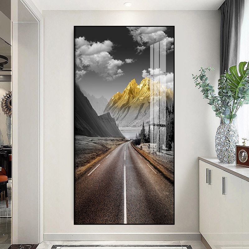 现货入户风景玄关装饰画简约现代过道背景客厅装饰画山水晶瓷远景