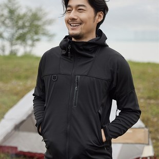 大漠户外 自驾l游软壳衣男 防风透汽 春秋连帽旅行外套
