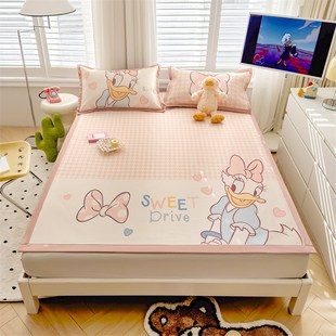 夏季 凉感丝凉席三件套卡通冰丝席可爱印花空调席软席子儿童单双人