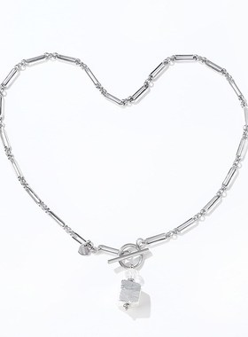 供应跨境AMZ高品质镀18K金x异形矿石不锈钢回形针手工链毛衣项链