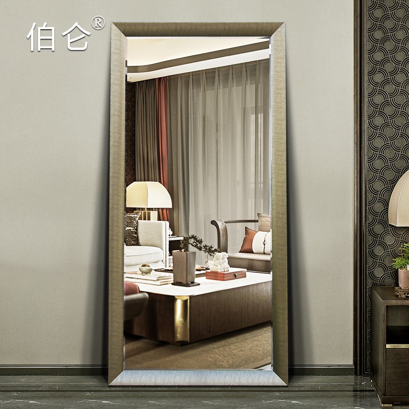 新中式穿衣镜壁挂简约全身镜家用可移动落地镜子试衣镜立体玄关镜