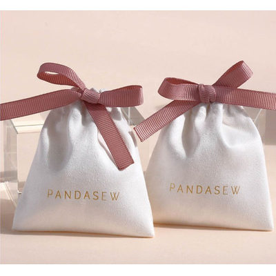 速发White Flannel Gift Bags Ribbon 5x7cm 7x9cm 11x14cm 18x30