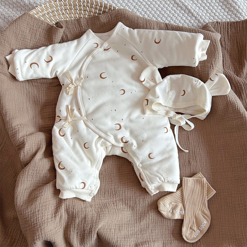 0-6月新初生婴儿儿连体哈衣棉服秋冬季N可爱男女宝宝保暖爬服
