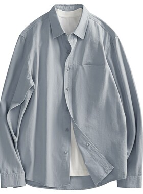 LUUD 简约青春小清新男生学院风纯色衬衫全棉单穿外搭长袖寸衣春