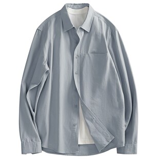 全棉单穿外搭长袖 寸衣春 简约青春小清新男生学院风纯色衬衫 LUUD