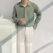长袖 气质轻熟风宽松男士 衬衫 纯色丝滑免熨烫垂坠高级感休闲抗褶皱