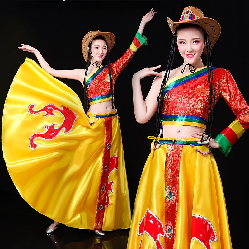 热销蒙古族藏族演出服装女成人康定情歌少数民族新款儿童藏式舞蹈