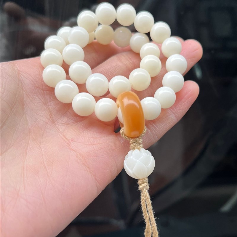 工厂销天然真品菩提根手持跑环白玉菩提子圆珠手串佛手Z莲花吊坠