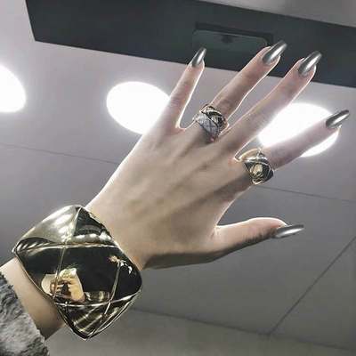 推荐Shiny Punk Style Metallic Light Purple False Fake Nails