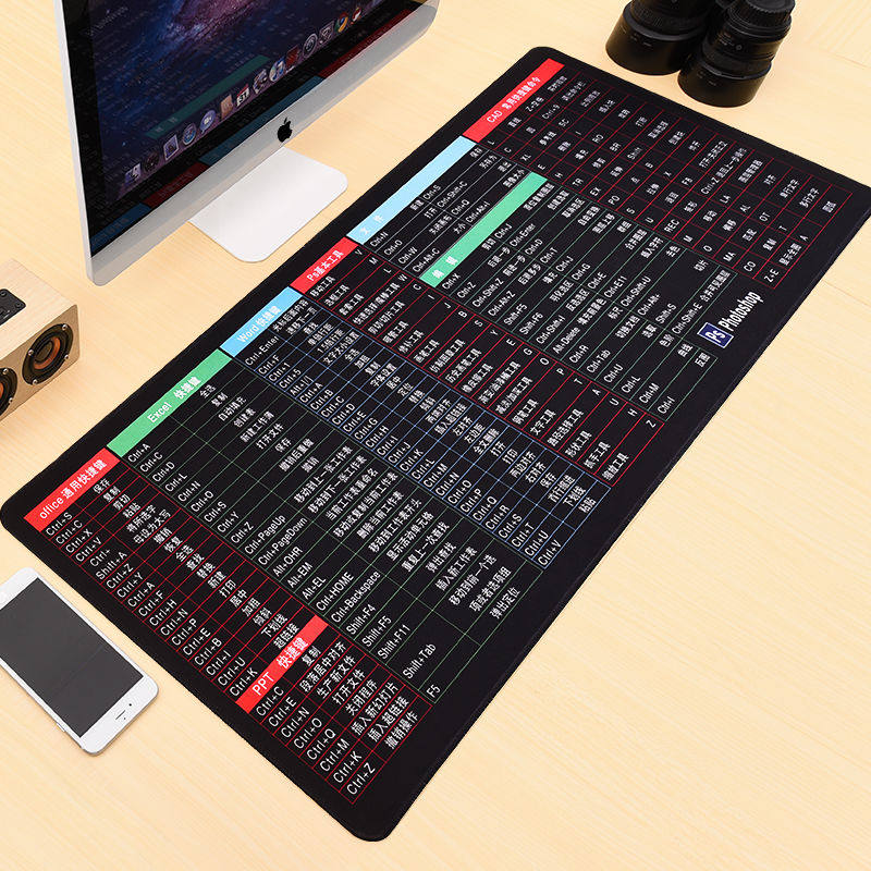 办公快捷键鼠标垫超大办公电脑桌垫学生写字桌面全套做图大全键盘