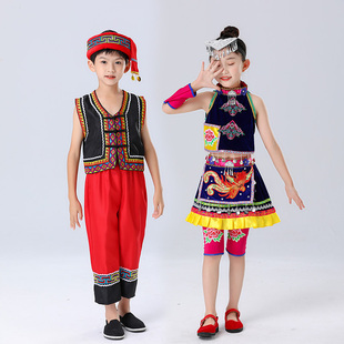 六一儿童苗族演出服少数民族舞蹈服装彝族瑶族男童女童畲族服饰