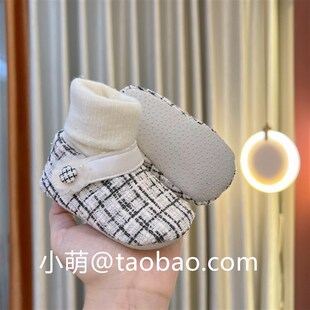鞋 袜婴儿秋冬女宝宝公主纯棉软底不掉跟鞋 袜新生儿0 12个月步前鞋