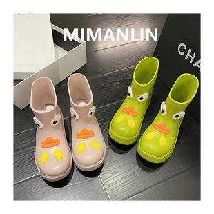 可爱卡通雨鞋女款夏季时尚外穿成人胶鞋防滑新款水靴子短筒雨靴子