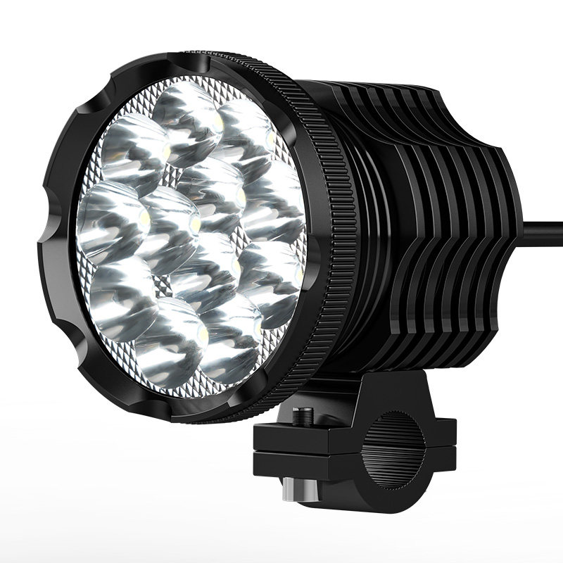 电动车灯外置前大灯强光改装超亮铺路灯摩托车射灯12v60v流氓灯