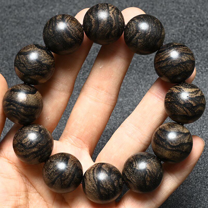 厂家马尼拉菩萨棋楠沉香奇楠沉水虎斑纹高油老料20mm佛珠手串手链