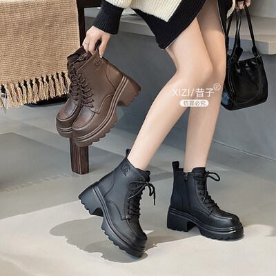 昔子2126短靴马丁靴短靴棉靴时装靴时尚厚底高跟真皮秋冬圆头爆款
