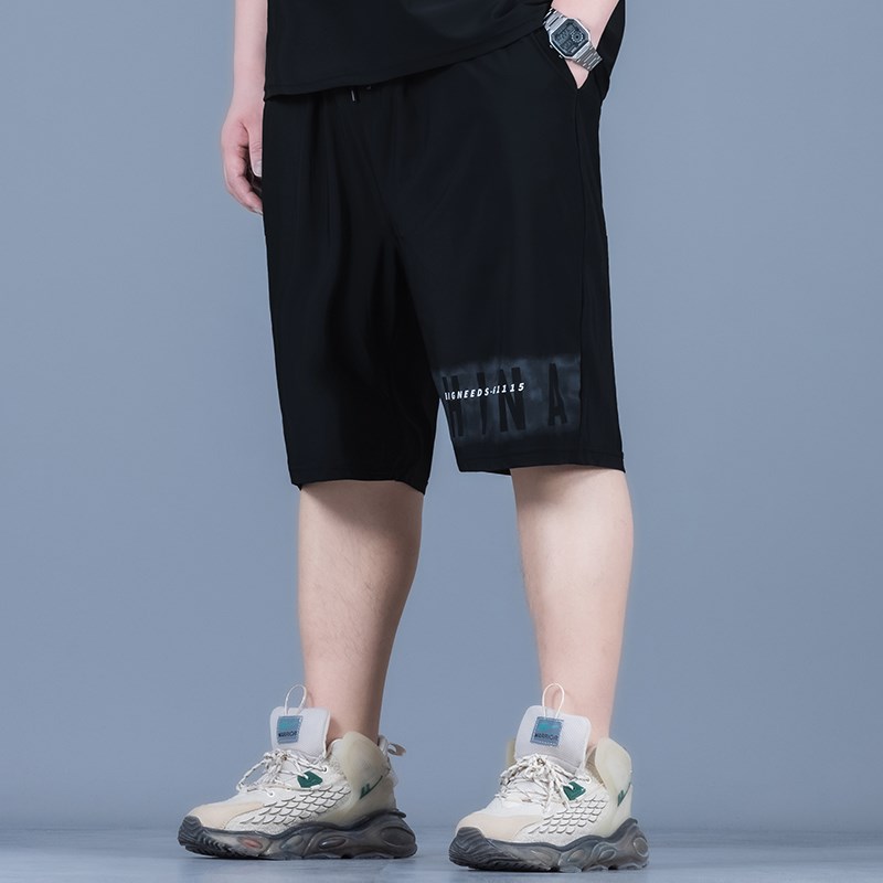 冰丝运动短裤男夏季薄款休闲胖子速干五分裤跑步宽松大码加肥加大