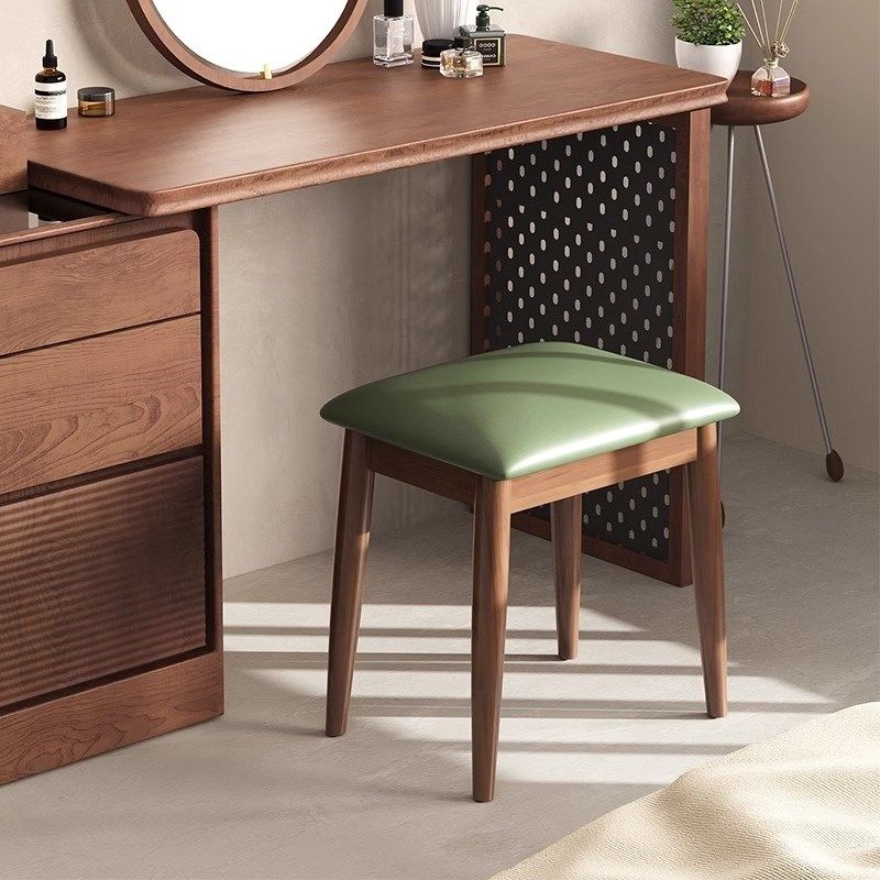 实木梳妆凳家用化妆凳子女生卧室梳妆台椅子矮凳方板凳网红化妆椅