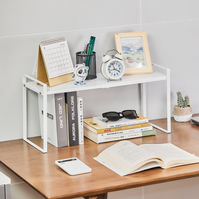 桌面置物架可伸缩简易书架办公桌宿舍卧室书桌双层整理收纳小架子,收纳整理,书桌收纳置物架,淘宝优惠券,粉丝福利购,淘宝优惠卷