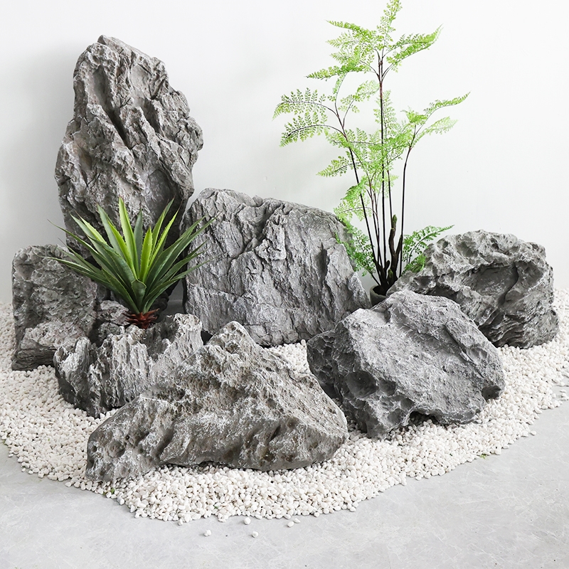 仿真假石头模具鱼缸假山造景花园B户外庭院设计新中式景观装饰摆
