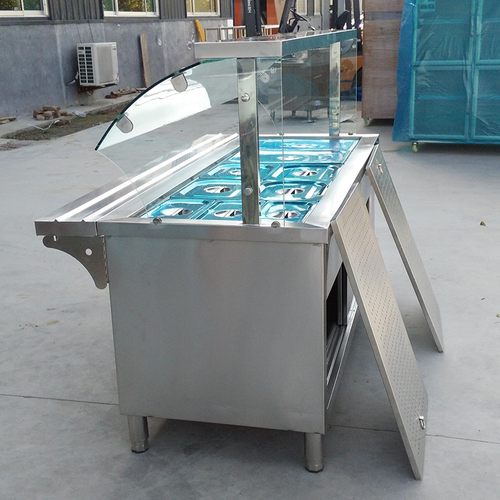 保温售饭台快餐车保温台不锈钢玻璃罩快餐浏阳蒸菜台汤池粥车两用