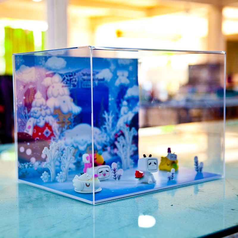 高透明亚克力展示架n手办防尘罩DIY场景收纳盒文创产品陈列架