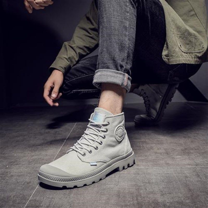 帆布高帮鞋马丁靴中帮百搭圆头侧拉链男鞋2023透气春夏款战术靴男,流行男鞋,高帮鞋,淘宝优惠券,粉丝福利购,淘宝优惠卷