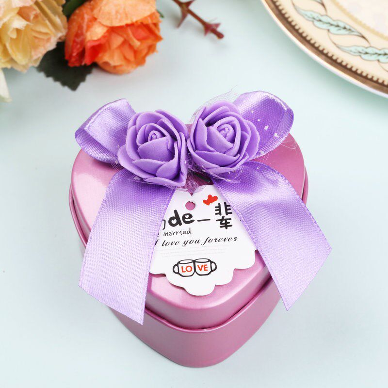 xyf婚礼d喜糖盒子欧式薰衣草铁盒心形小礼盒糖果盒马口铁结婚糖盒