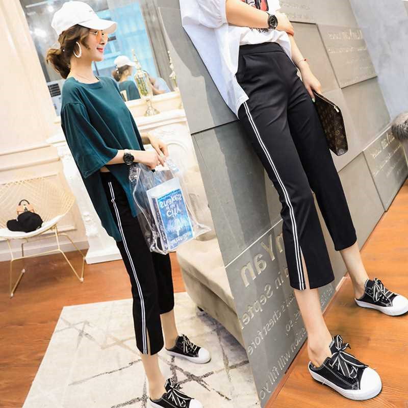 七分裤女夏季薄款2024新款大码冰丝女裤小个子八分运动休闲松之禾