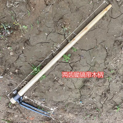 二齿镐头锄头耙子l道轨全钢刨土开荒松土翻地农用山地两齿二齿钩