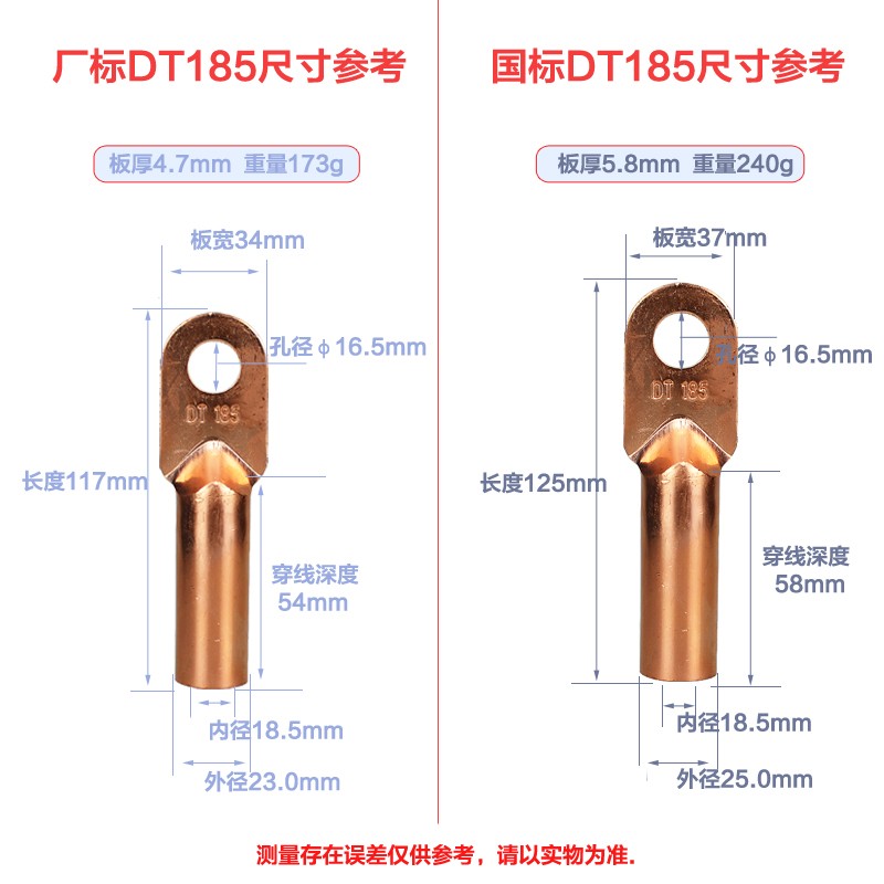 DT-185mm2平方电缆接线端子 接线鼻堵油线耳鼻子铜线接头紫铜鼻子 电子元器件市场 连接器 原图主图