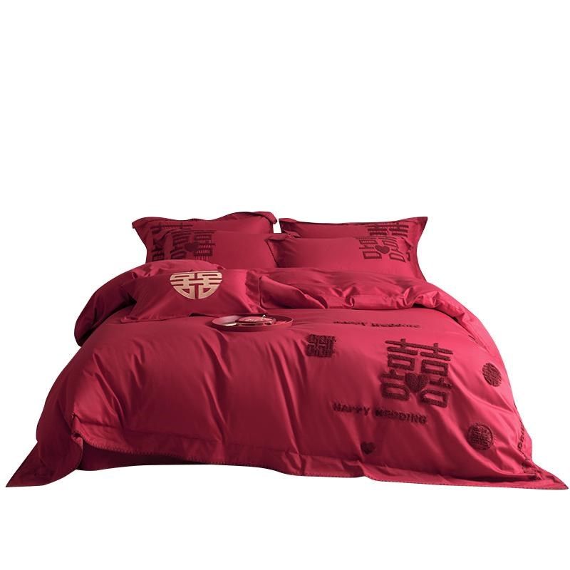 新中式结婚四件套全棉2024新款红色被套婚庆床单婚嫁床上用品,床上用品,婚庆床品套件,淘宝优惠券,粉丝福利购,淘宝优惠卷