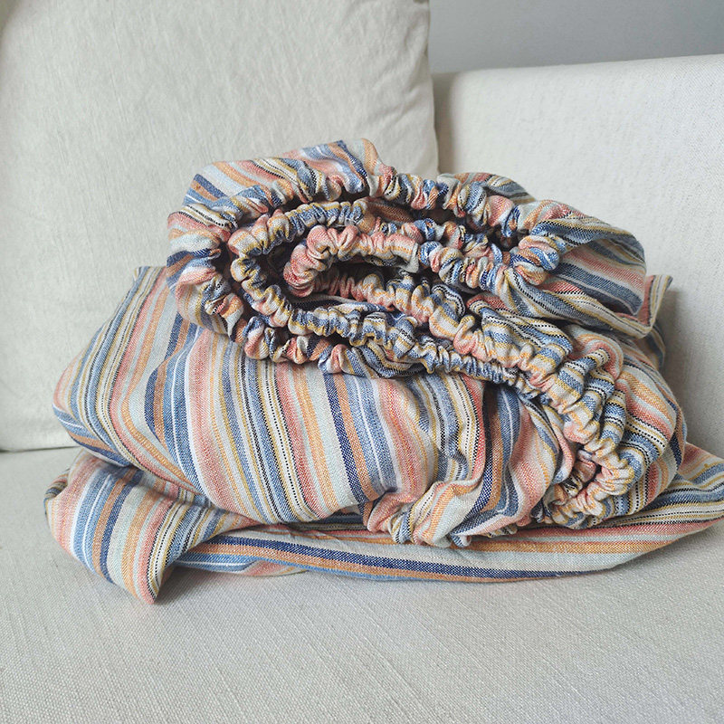 加厚凉席床笠水洗纯亚麻床罩 重磅色织条纹床垫保护套 出汗不沾身,床上用品,床笠,淘宝优惠券,粉丝福利购,淘宝优惠卷