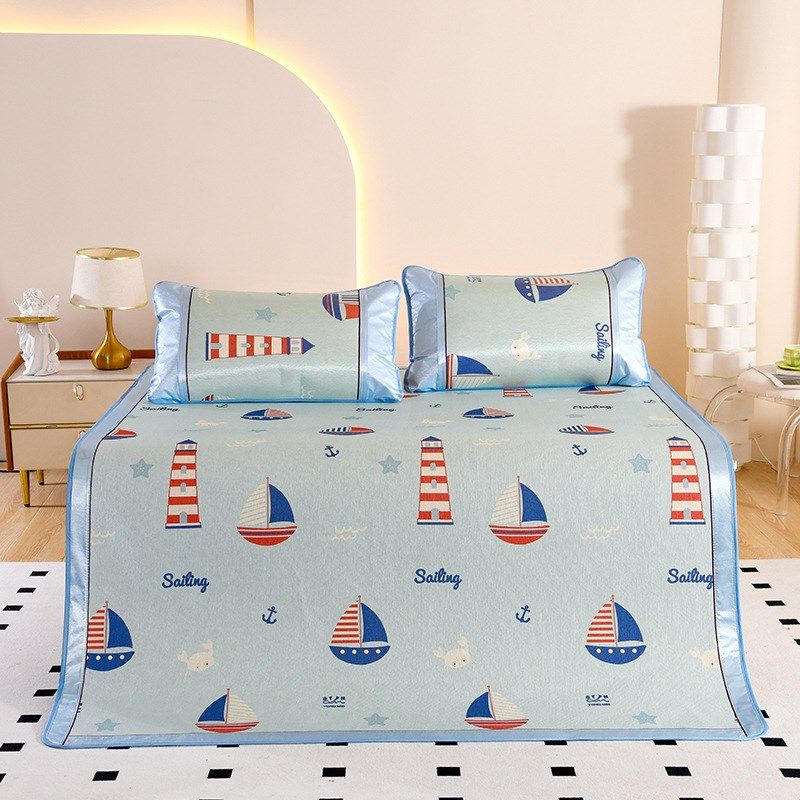 新品卡通印花冰丝席凉席夏季双面藤席加厚可折叠0.9m学生宿舍席子,床上用品,冰丝席,淘宝优惠券,粉丝福利购,淘宝优惠卷