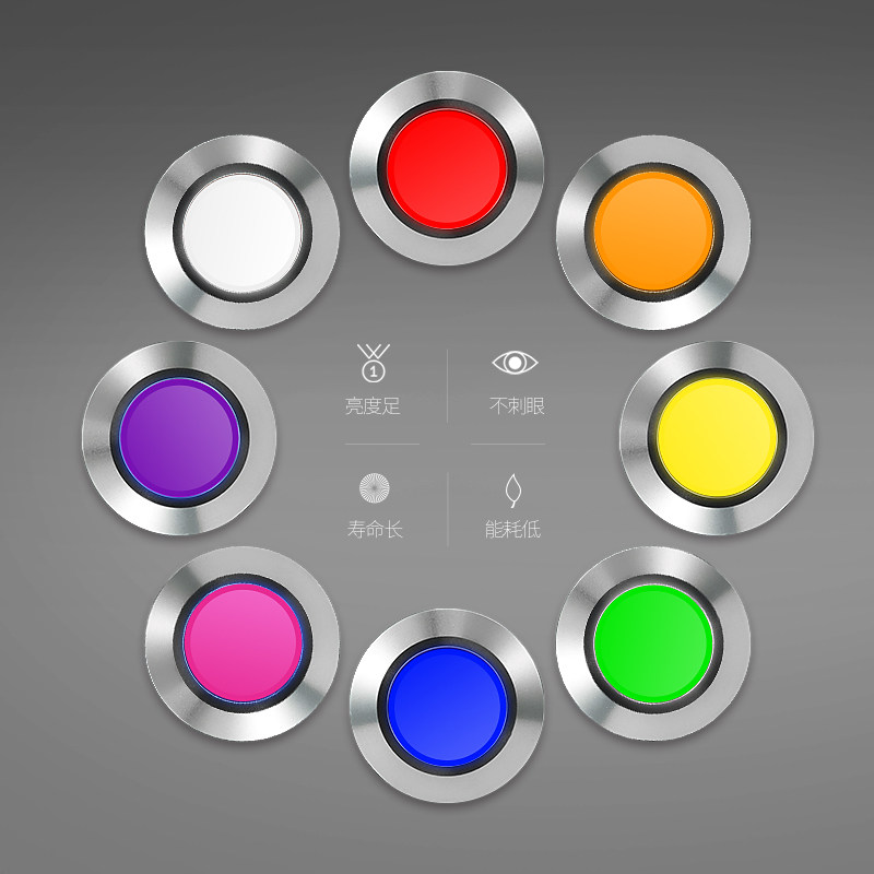 19mm金属指示灯高亮配电箱指示灯防水状态指j示灯6v12v24v220v