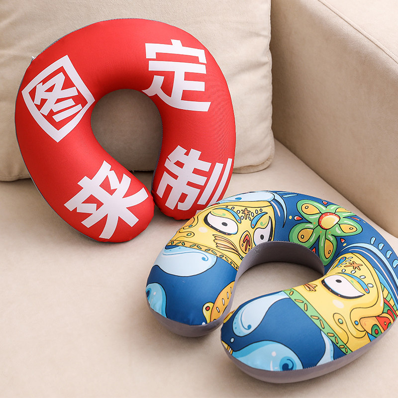 现货U型枕定制logo来图礼品定B做图案记忆棉午睡旅行护颈枕头乳胶