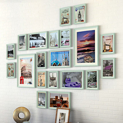 装饰欧式相框墙客厅餐p厅相片墙创意组合挂墙画框12框大实木照片
