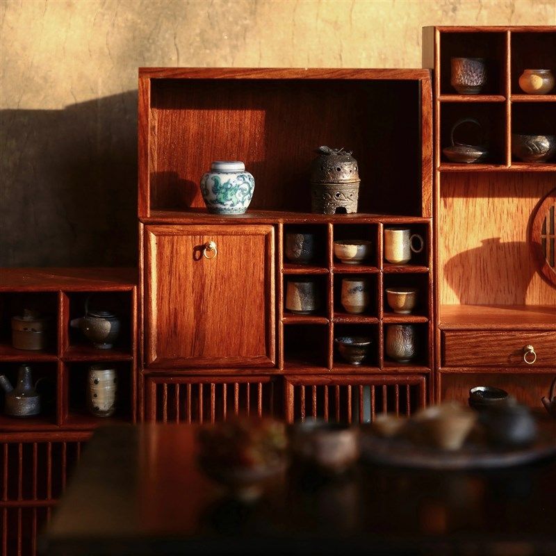 玩具】中式柜多宝阁茶边柜收纳柜 6分娃屋迷你微缩摆件家具模型,模玩/动漫/周边/娃圈三坑/桌游,BJD场景道具娃屋,淘宝优惠券,粉丝福利购,淘宝优惠卷