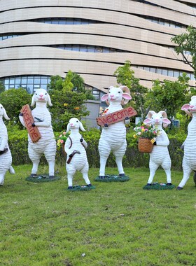 户外仿真动物绵羊雕塑别墅花园摆件庭院草坪装饰室外园林景观小品