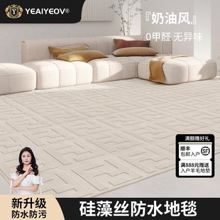 可擦洗免打理奶油风防水地毯客厅新款 新品 沙发茶S几卧室房间轻奢