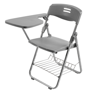 简易塑料靠背办公可折叠培训椅带写字板会议椅简约桌椅一体椅子