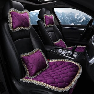 新款冬季毛绒保暖汽车坐垫三件套单片后排羽绒棉电动车新能源座垫