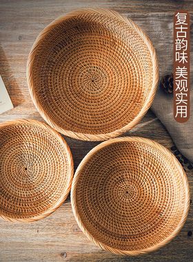 藤编收纳筐果篮家用馒头筐竹编包筐馍筐野餐篮筐手编篮子欧式田园