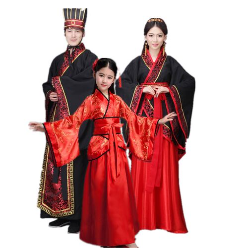 热销中式汉服婚服中国风父女情侣装红色古装古风男青年亲子大臣全