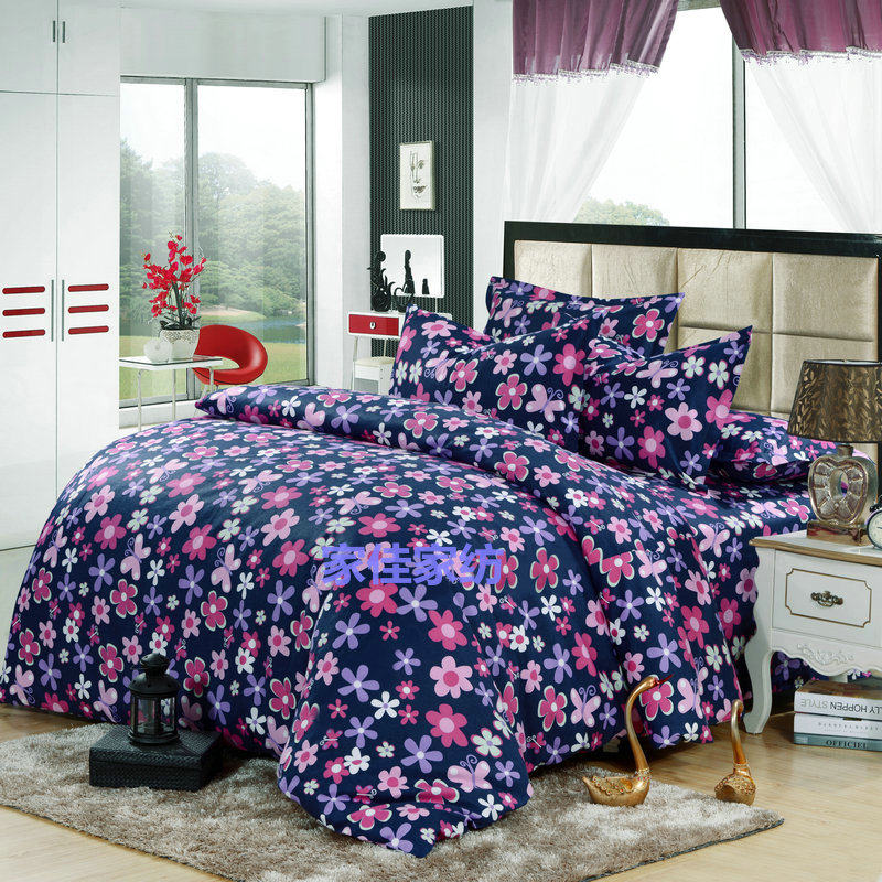 全棉绒布四件套单人加厚被套保暖双人床1.5m1.8m2.0m床单田园,床上用品,床品套件/四件套/多件套,淘宝优惠券,粉丝福利购,淘宝优惠卷