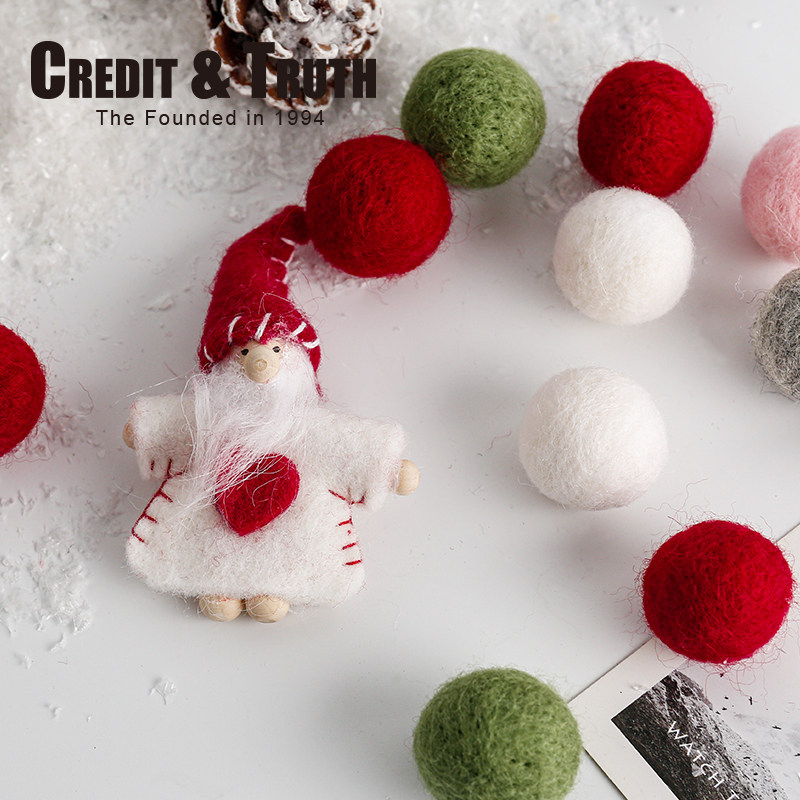 0装粘球圣诞装饰品圣诞树毛扮道具in毛风o配饰花环装饰小球羊s