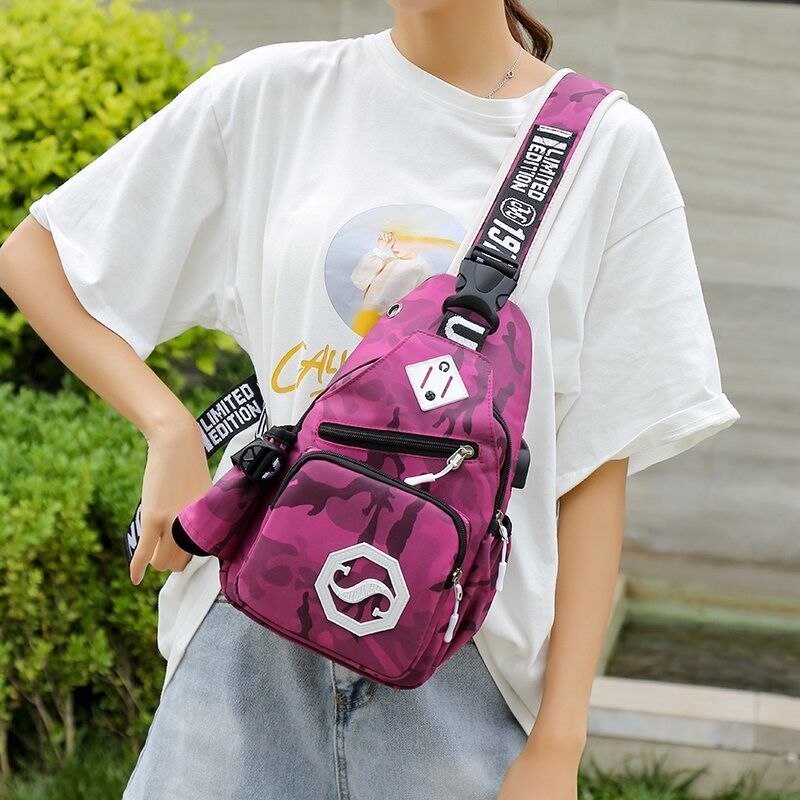 胸包女2024新款女士斜挎包帆布前挎包包单肩包韩版潮运动时尚新品