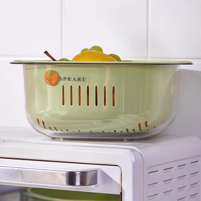 洗菜沥水篮子厨房客厅家用双层加厚水果盘滤水盆淘洗豆子蔬菜神器